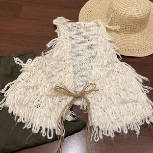 Decree White Boho Sweater Vest